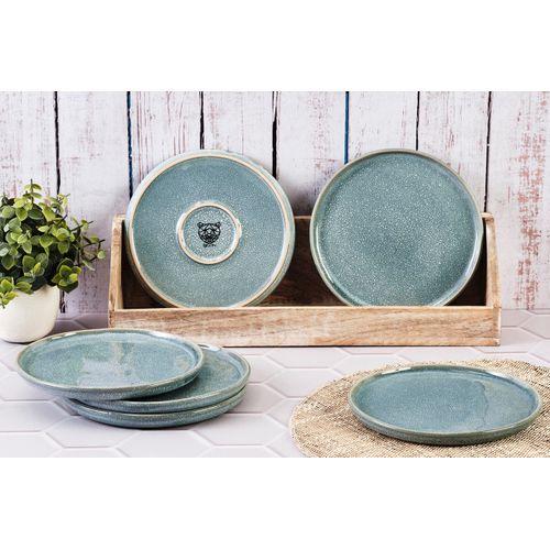 Lot De 6 Assiettes à Dessert En Grès Bleu D20