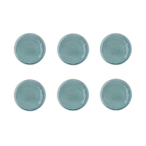 Lot De 6 Assiettes à Dessert En Grès Bleu D20