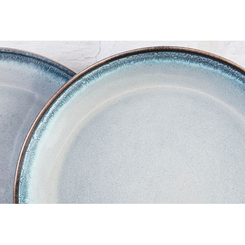 Lot De 6 Assiettes Plates En Grès Bleu D27