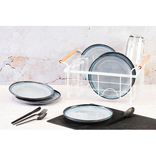 Lot De 6 Assiettes à Dessert En Grès Bleu D20.5