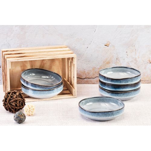 Lot De 6 Bols Moyens En Grès Bleu D17