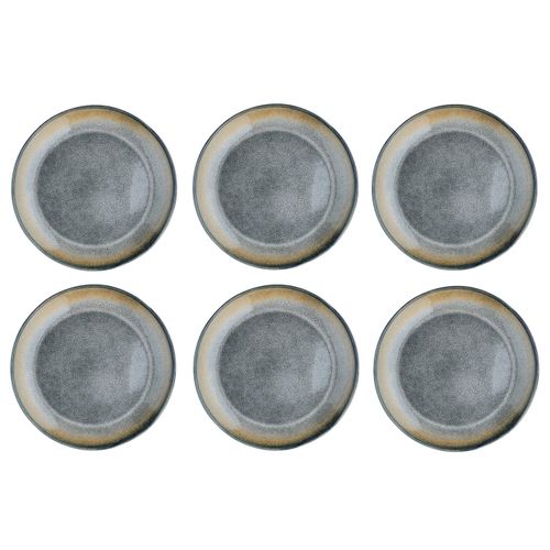 Lot De 6 Assiettes Plates En Grès Gris D27
