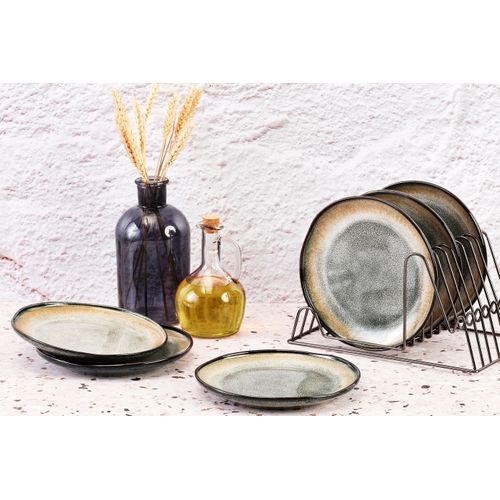 Lot De 6 Assiettes à Dessert En Grès Gris D20.5