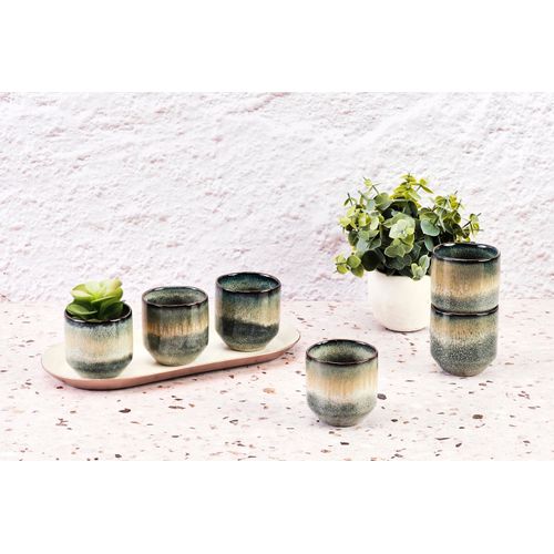 Lot De 6 Tasses En Grès Gris D7.2