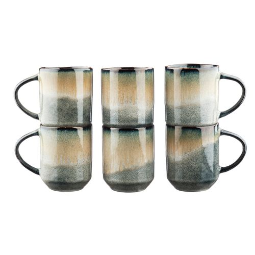Lot De 6 Mugs En Grès Gris 40cl