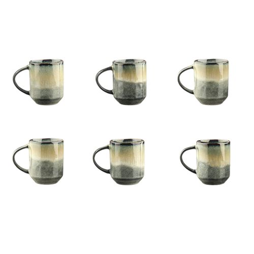 Lot De 6 Mugs En Grès Gris 40cl