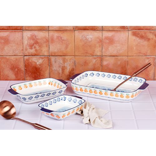 Lot De 3 Plateaux et Plats à Four En Porcelaine De Haute Qualité (grade A), Peinte à La Main Blanc D