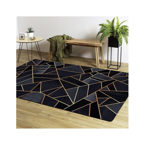Tapis De Salon Grafic Noir Doré - 50x80cm