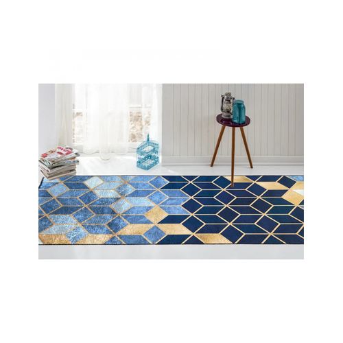 Tapis De Salon Luxe Doré Bleu - 120x180cm