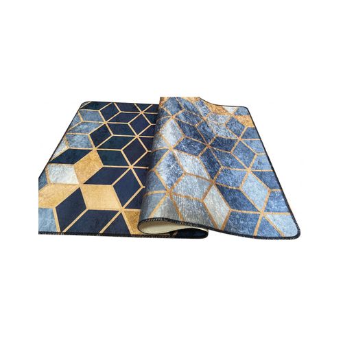 Tapis De Salon Luxe Doré Bleu - 120x180cm