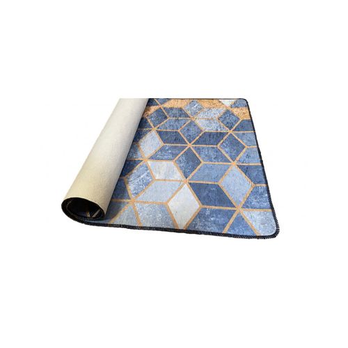 Tapis De Salon Luxe Doré Bleu - 120x180cm