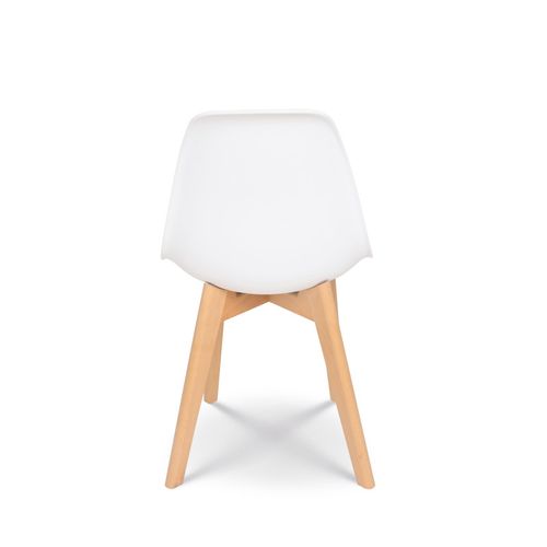 Lot De 4 Chaises Style Scandinave Modèle Gabby - Coque En Résine Blanche Et Pieds En Bois Naturel