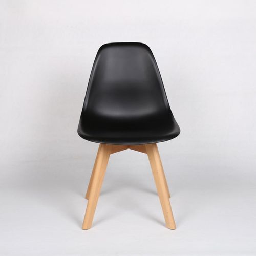 Chaise Style Scandinave Modèle Gabby - Coque En Résine Noire Et Pieds En Bois Naturel