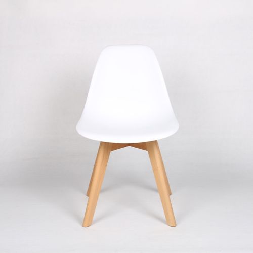 Chaise Style Scandinave Modèle Gabby - Coque En Résine Blanche Et Pieds En Bois Naturel