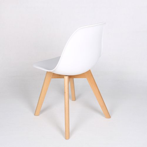 Chaise Style Scandinave Modèle Gabby - Coque En Résine Blanche Et Pieds En Bois Naturel