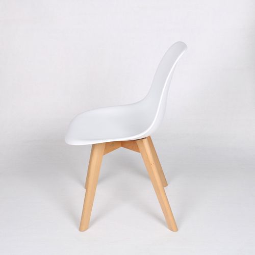Chaise Style Scandinave Modèle Gabby - Coque En Résine Blanche Et Pieds En Bois Naturel