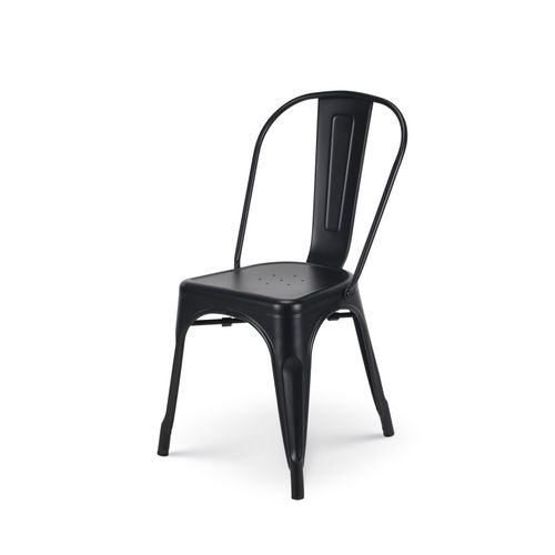 Lot De 6 Chaises En Métal Noir Mat - Style Industriel