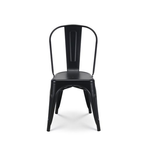 Lot De 6 Chaises En Métal Noir Mat - Style Industriel