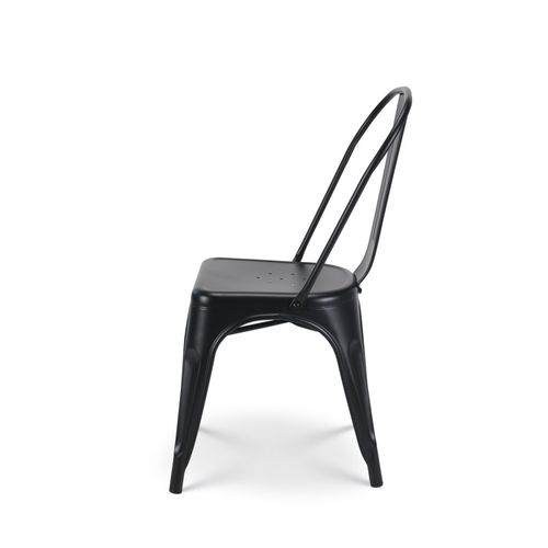 Lot De 6 Chaises En Métal Noir Mat - Style Industriel