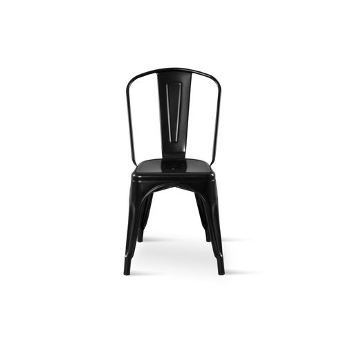 Lot De 4 Chaises Style Industriel En Métal Noir Brillant