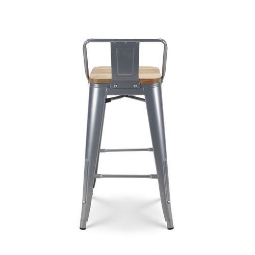 Lot De 4 Tabourets De Bar En Métal Brut Aspect Galvanisé Style Industriel Avec Dossier Et Assise En