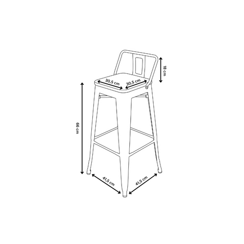 Lot De 4 Tabourets En Métal Blanc Mat Style Industriel Avec Dossier Et Assise En Bois Clair - Hauteu