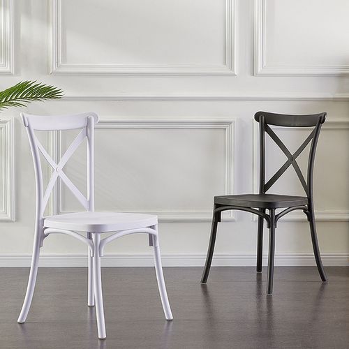 Lot De 4 Chaises Blanches Style Bistrot En Résine Polypropylène