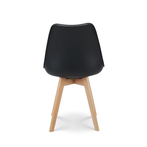 Lot De 4 Chaises Style Scandinave Victoire - Coque En Résine Noire Rembourrée Et Pieds En Bois Natu