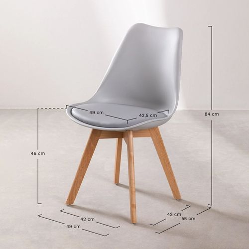 Lot De 4 Chaises Style Scandinave Victoire - Coque En Résine Noire Rembourrée Et Pieds En Bois Natu