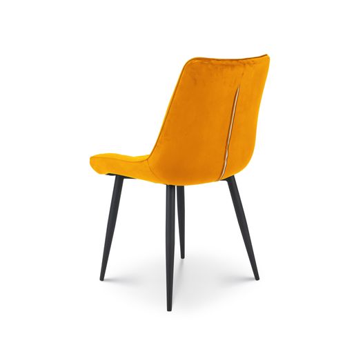 Lot De 2 Chaises Modernes En Tissu Velours Couleur Moutarde Avec Pieds En Métal