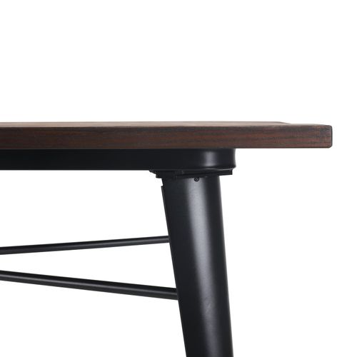 Table Factory 140 X 80 Cm En Métal Noir Mat Et Plateau En Bois Foncé