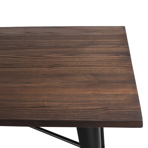 Table Factory 140 X 80 Cm En Métal Noir Mat Et Plateau En Bois Foncé