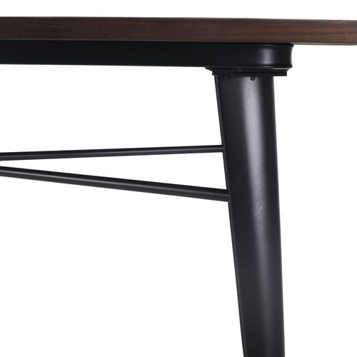 Table Factory 140 X 80 Cm En Métal Noir Mat Et Plateau En Bois Foncé