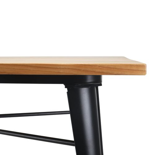 Table Rectangulaire 140x80 Cm – Plateau En Bois Massif Clair Et Piètement Métal Noir Mat – Style In