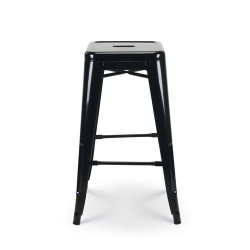 Tabouret De Bar Style Industriel Noir Brillant - Hauteur 66 Cm