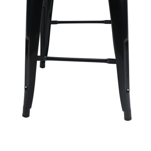 Tabouret De Bar Style Industriel Noir Brillant - Hauteur 66 Cm