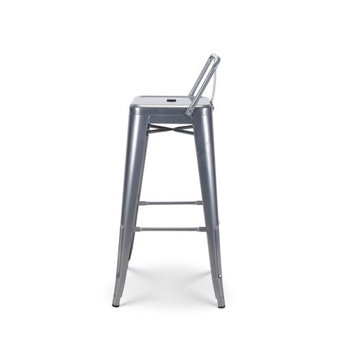 Lot De 4 Tabourets De Bar En Métal Silver Avec Dossier - Hauteur 76 Cm