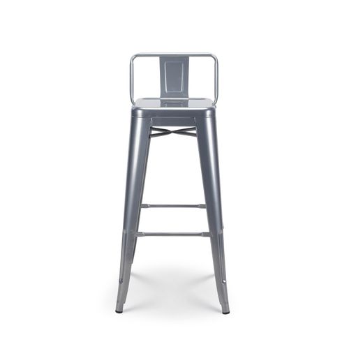 Lot De 4 Tabourets De Bar En Métal Silver Avec Dossier - Hauteur 76 Cm