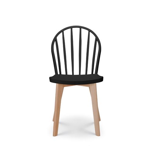 Lot De 4 Chaises De Salle à Manger Emy Noire Avec Pieds En Bois