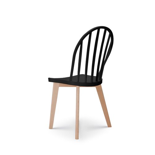 Lot De 4 Chaises De Salle à Manger Emy Noire Avec Pieds En Bois