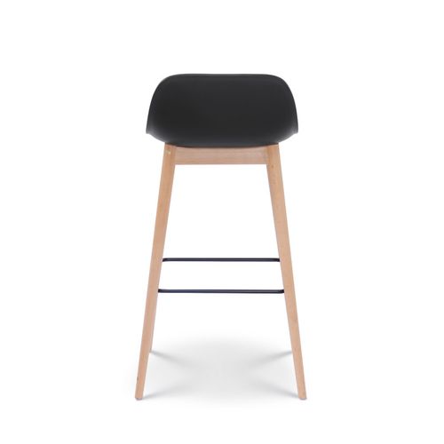 Lot De 2 Tabourets De Bar Noirs Style Scandinave Avec Pieds En Bois Naturel - Hauteur 76 Cm