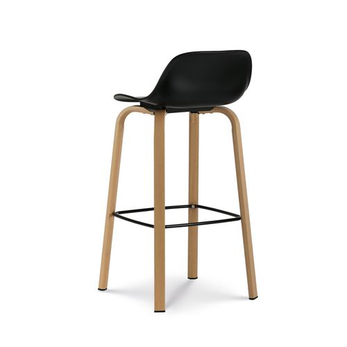 Lot De 2 Tabourets De Bar Noirs Style Scandinave Avec Pieds Effet Bois En Métal - Hauteur 66cm