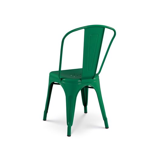 Chaise Style Industriel En Métal Vert - Finition Brillant