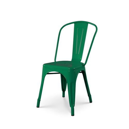 Chaise Style Industriel En Métal Vert - Finition Brillant