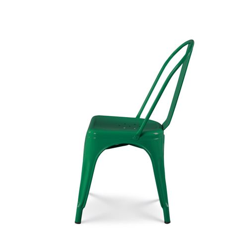 Chaise Style Industriel En Métal Vert - Finition Brillant