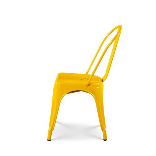 Lot De 4 Chaises Style Industriel En Métal Jaune - Finition Brillant