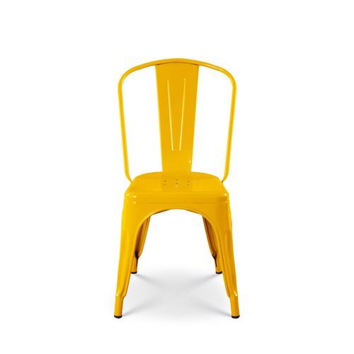Lot De 4 Chaises Style Industriel En Métal Jaune - Finition Brillant