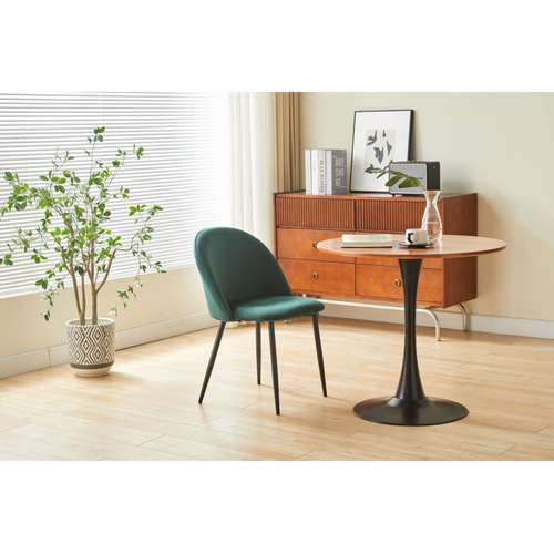 Chaise Isalys En Tissu Velours Vert Foncé