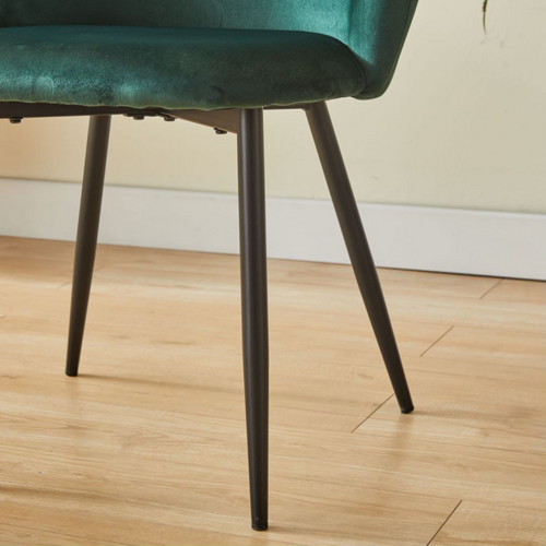 Chaise Isalys En Tissu Velours Vert Foncé