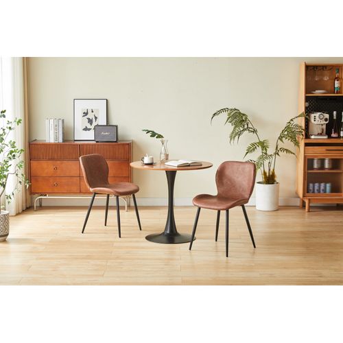 Lot De 4 Chaises De Salle à Manger Ninalou En Simili Marron